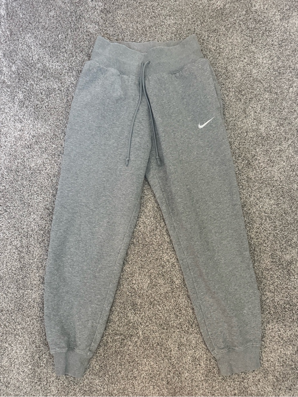 Nike Gray Heather Track Joggers with White Swoosh